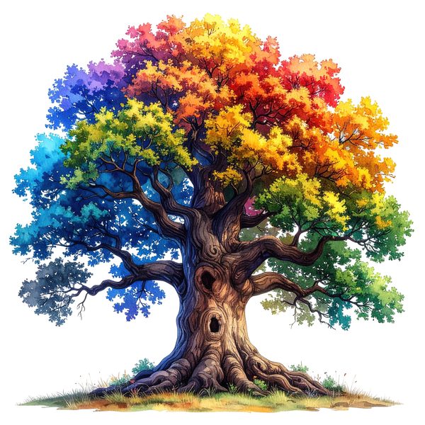 12 Colorful Oak Tree of Life Clipart PNG - Watercolor Style (Digital Download - Commercial Use) — image 8
