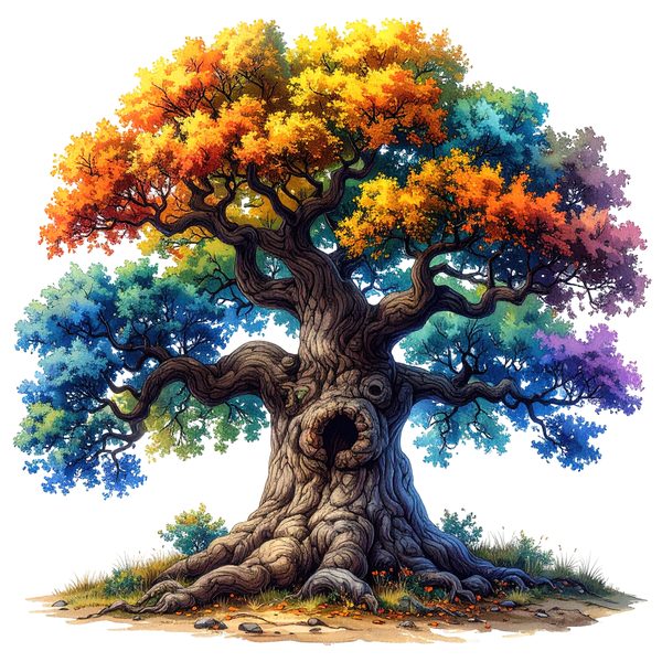 12 Colorful Oak Tree of Life Clipart PNG - Watercolor Style (Digital Download - Commercial Use) — image 9