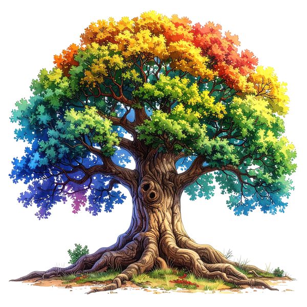 12 Colorful Oak Tree of Life Clipart PNG - Watercolor Style (Digital Download - Commercial Use) — image 10