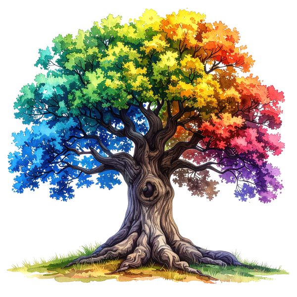12 Colorful Oak Tree of Life Clipart PNG - Watercolor Style (Digital Download - Commercial Use) — image 11