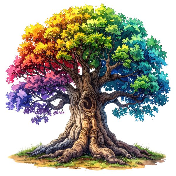 12 Colorful Oak Tree of Life Clipart PNG - Watercolor Style (Digital Download - Commercial Use) — image 12