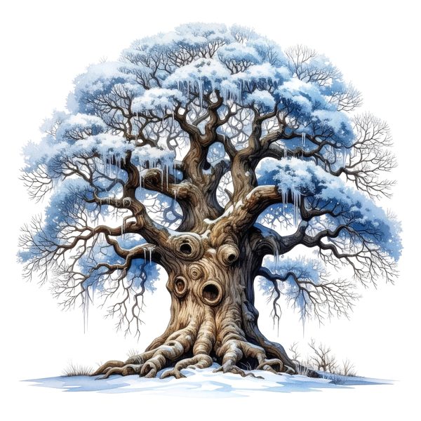 12 Winter Oak Tree of Life Clipart PNG - Watercolor Style (Digital Download - Commercial Use) — image 3