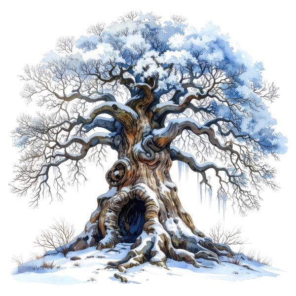 12 Winter Oak Tree of Life Clipart PNG - Watercolor Style (Digital Download - Commercial Use) — image 5