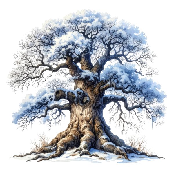 12 Winter Oak Tree of Life Clipart PNG - Watercolor Style (Digital Download - Commercial Use) — image 6