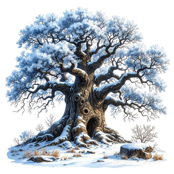 12 Winter Oak Tree of Life Clipart PNG - Watercolor Style (Digital Download - Commercial Use) — image 7