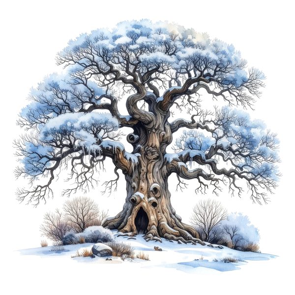 12 Winter Oak Tree of Life Clipart PNG - Watercolor Style (Digital Download - Commercial Use) — image 12