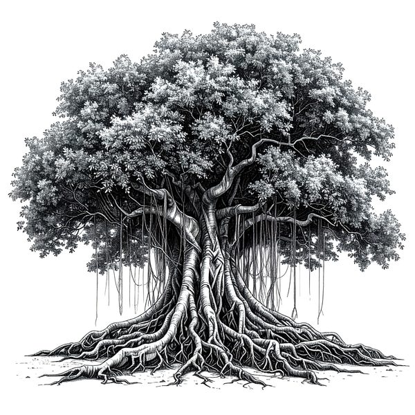 12 Banyan Tree of Life Clipart PNG - Sketch Style (Digital Download - Commercial Use) — image 1