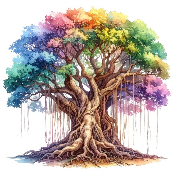 12 Colorful Banyan Tree of Life Clipart PNG - Watercolor Style (Digital Download - Commercial Use) — image 6
