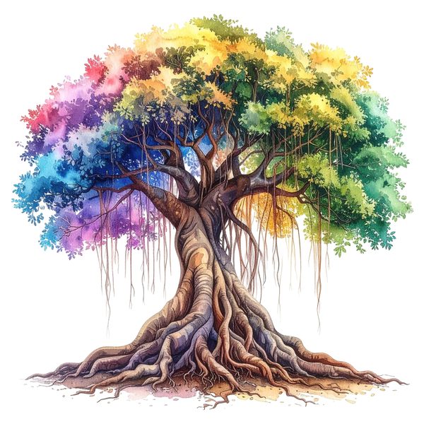 12 Colorful Banyan Tree of Life Clipart PNG - Watercolor Style (Digital Download - Commercial Use) — image 10