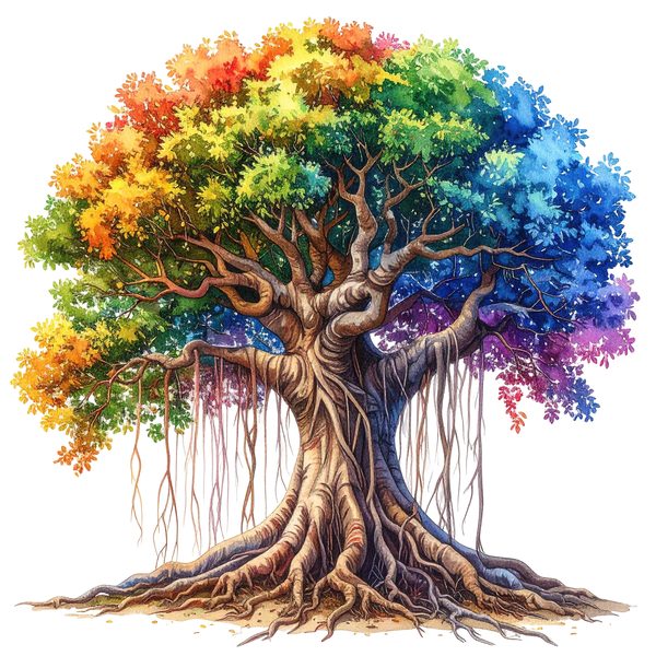 12 Colorful Banyan Tree of Life Clipart PNG - Watercolor Style (Digital Download - Commercial Use) — image 12
