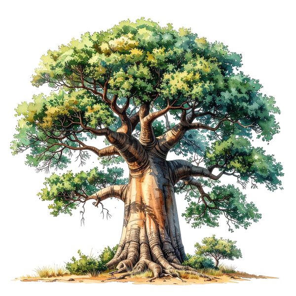 12 Baobab Tree of Life Clipart PNG - Watercolor Style (Digital Download - Commercial Use) — image 1