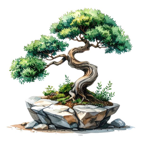 12 Bonsai Tree of Life Clipart PNG - Watercolor Style (Digital Download - Commercial Use) — image 1
