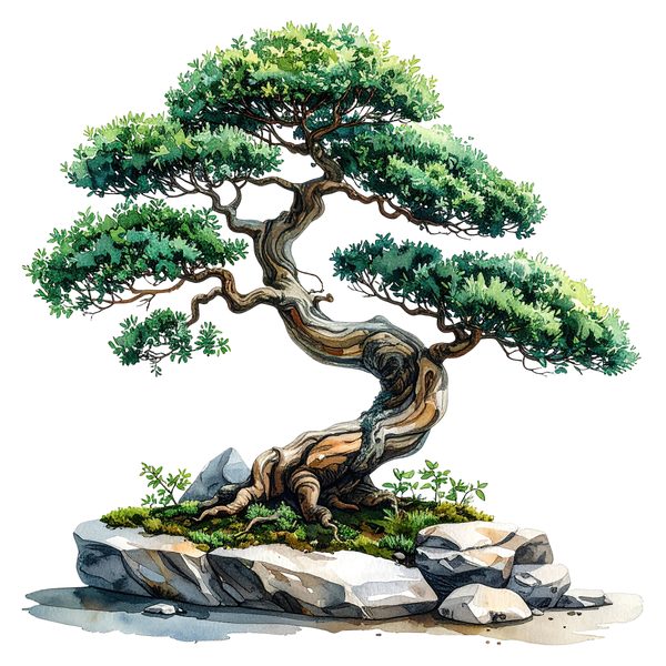12 Bonsai Tree of Life Clipart PNG - Watercolor Style (Digital Download - Commercial Use) — image 2