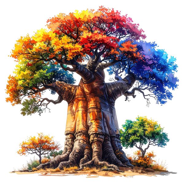 12 Colorful Baobab Tree of Life Clipart PNG - Watercolor Style (Digital Download - Commercial Use) — image 1