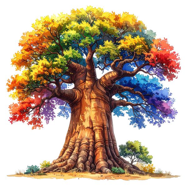 12 Colorful Baobab Tree of Life Clipart PNG - Watercolor Style (Digital Download - Commercial Use) — image 2
