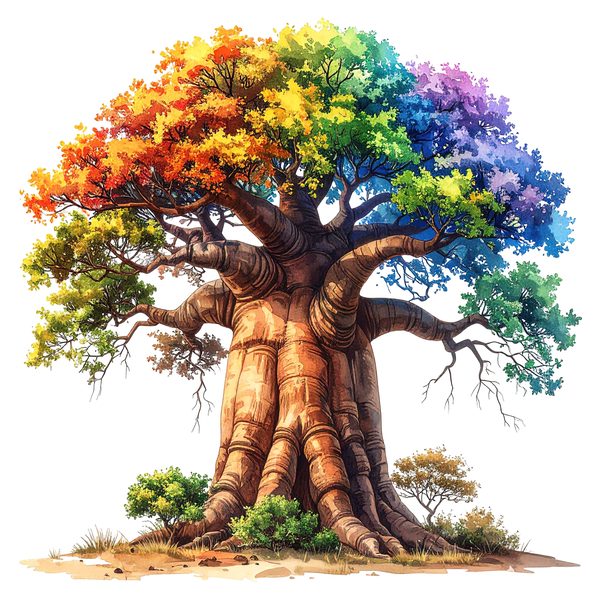 12 Colorful Baobab Tree of Life Clipart PNG - Watercolor Style (Digital Download - Commercial Use) — image 7