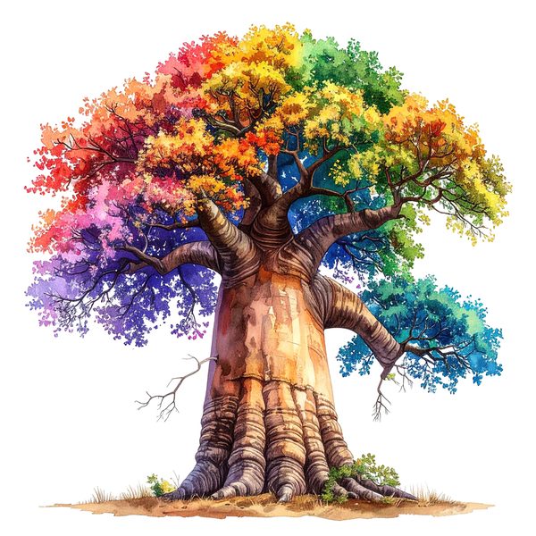 12 Colorful Baobab Tree of Life Clipart PNG - Watercolor Style (Digital Download - Commercial Use) — image 9