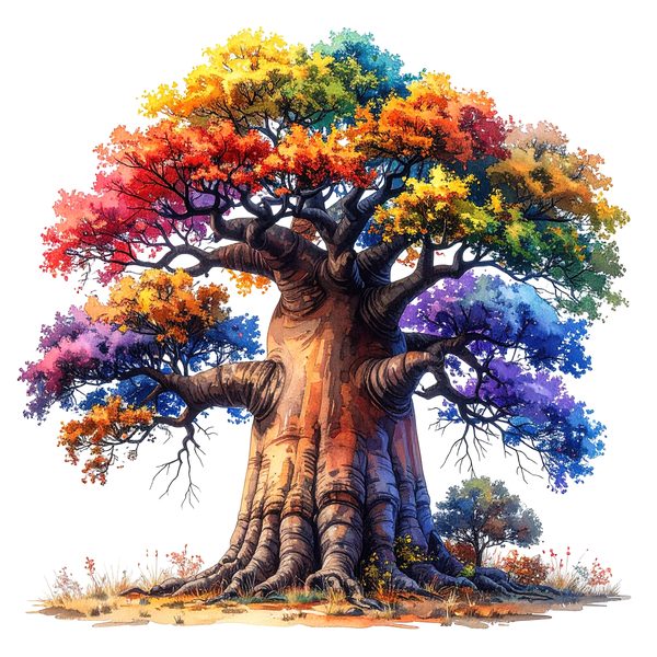 12 Colorful Baobab Tree of Life Clipart PNG - Watercolor Style (Digital Download - Commercial Use) — image 11
