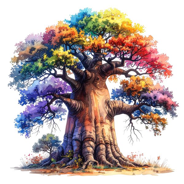 12 Colorful Baobab Tree of Life Clipart PNG - Watercolor Style (Digital Download - Commercial Use) — image 12