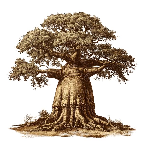 12 Baobab Tree of Life Clipart PNG - Vintage Sketch Style (Digital Download - Commercial Use) — image 1