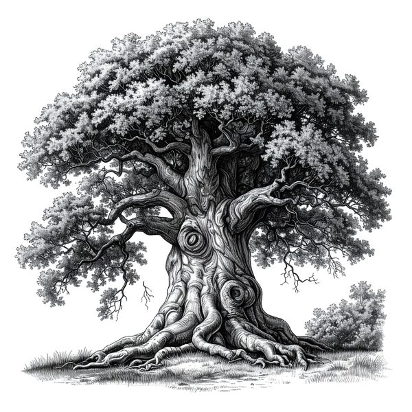 12 Oak Tree of Life Clipart  PNG – Sketch Line Art (Digital Download) — image 11