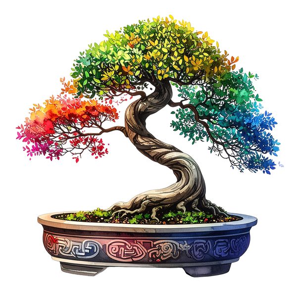 12 Rainbow Bonsai Tree of Life Clipart PNG - Watercolor Style (Digital Download - Commercial Use) — image 2