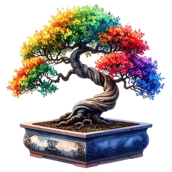 12 Rainbow Bonsai Tree of Life Clipart PNG - Watercolor Style (Digital Download - Commercial Use) — image 3
