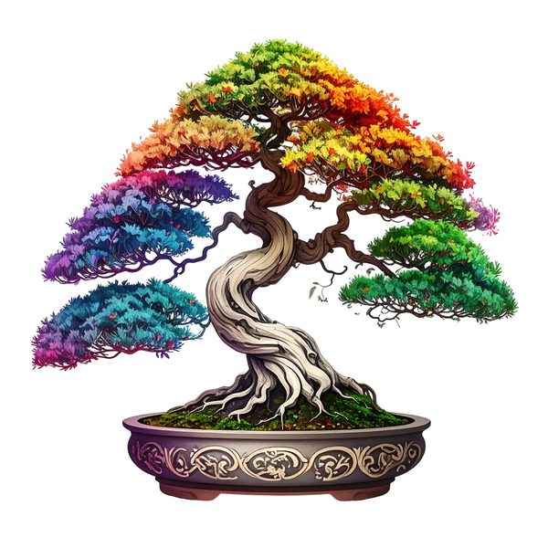 12 Rainbow Bonsai Tree of Life Clipart PNG - Watercolor Style (Digital Download - Commercial Use) — image 5