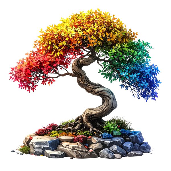 12 Rainbow Bonsai Tree of Life Clipart PNG - Watercolor Style (Digital Download - Commercial Use) — image 7