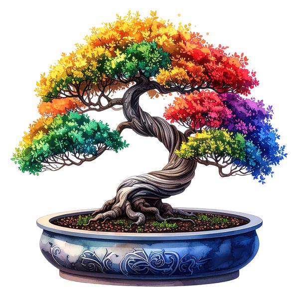 12 Rainbow Bonsai Tree of Life Clipart PNG - Watercolor Style (Digital Download - Commercial Use) — image 8