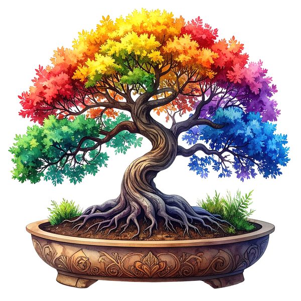 12 Rainbow Bonsai Tree of Life Clipart PNG - Watercolor Style (Digital Download - Commercial Use) — image 9
