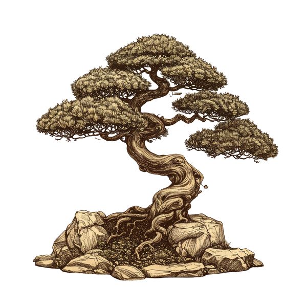 12 Bonsai Tree of Life Clipart PNG - Vintage Sketch Style (Digital Download - Commercial Use) — image 1