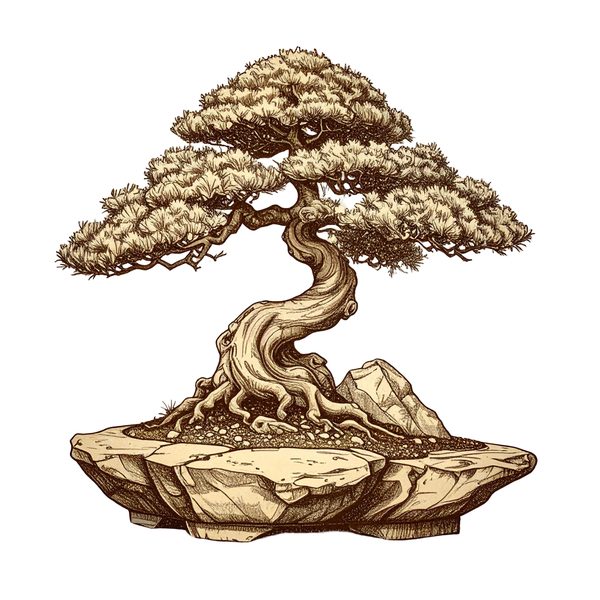 12 Bonsai Tree of Life Clipart PNG - Vintage Sketch Style (Digital Download - Commercial Use) — image 4