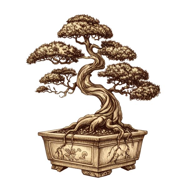 12 Bonsai Tree of Life Clipart PNG - Vintage Sketch Style (Digital Download - Commercial Use) — image 6