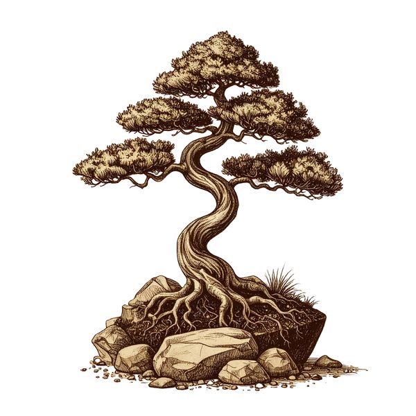 12 Bonsai Tree of Life Clipart PNG - Vintage Sketch Style (Digital Download - Commercial Use) — image 12