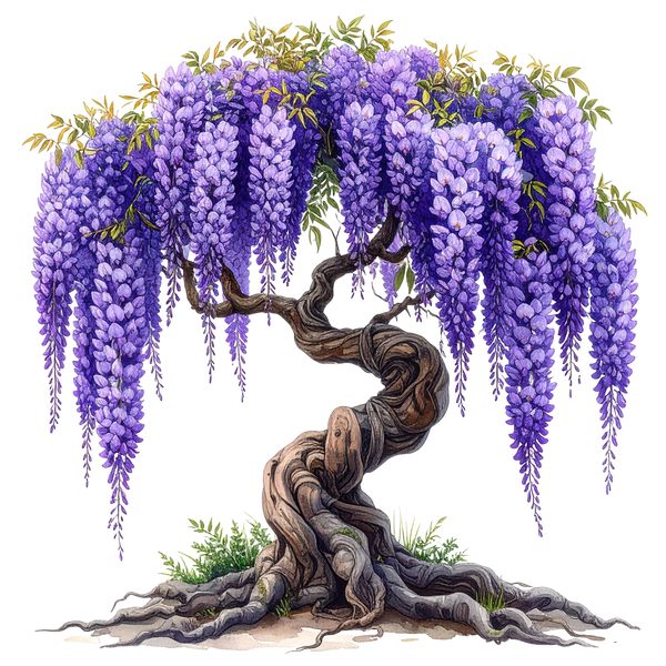 12 Wisteria Tree of Life Clipart PNG - Watercolor Style (Digital Download, Commercial Use) — image 1