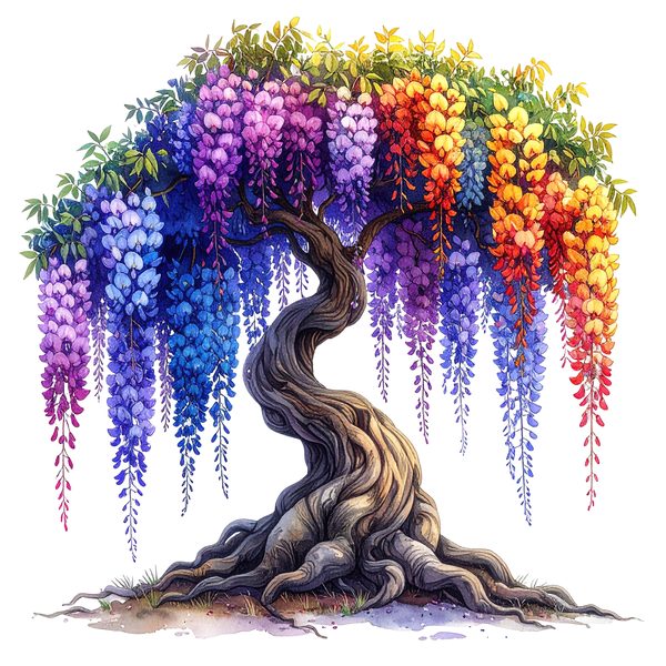 12 Rainbow Wisteria Tree of Life Clipart PNG - Watercolor Style (Digital Download, Commercial Use) — image 2