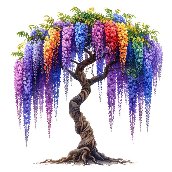 12 Rainbow Wisteria Tree of Life Clipart PNG - Watercolor Style (Digital Download, Commercial Use) — image 3