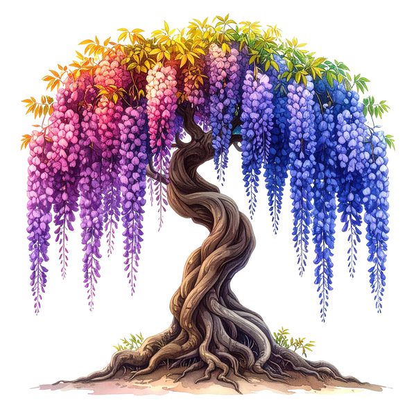 12 Rainbow Wisteria Tree of Life Clipart PNG - Watercolor Style (Digital Download, Commercial Use) — image 4