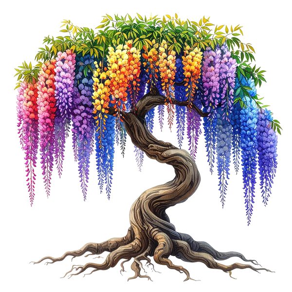 12 Rainbow Wisteria Tree of Life Clipart PNG - Watercolor Style (Digital Download, Commercial Use) — image 5