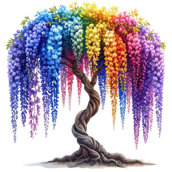 12 Rainbow Wisteria Tree of Life Clipart PNG - Watercolor Style (Digital Download, Commercial Use) — image 6