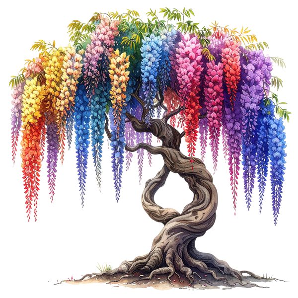 12 Rainbow Wisteria Tree of Life Clipart PNG - Watercolor Style (Digital Download, Commercial Use) — image 7