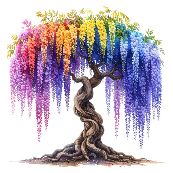 12 Rainbow Wisteria Tree of Life Clipart PNG - Watercolor Style (Digital Download, Commercial Use) — image 8