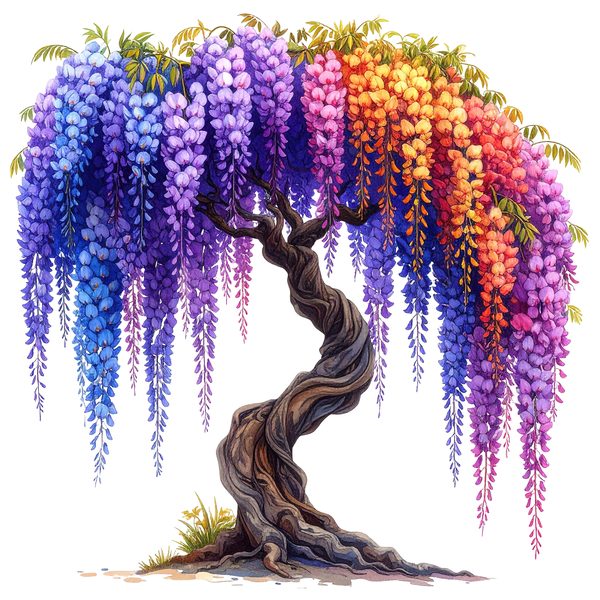 12 Rainbow Wisteria Tree of Life Clipart PNG - Watercolor Style (Digital Download, Commercial Use) — image 10