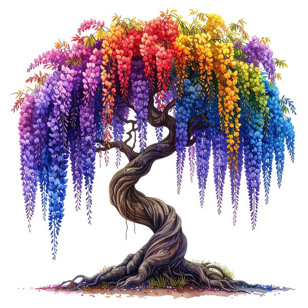 12 Rainbow Wisteria Tree of Life Clipart PNG - Watercolor Style (Digital Download, Commercial Use) — image 12