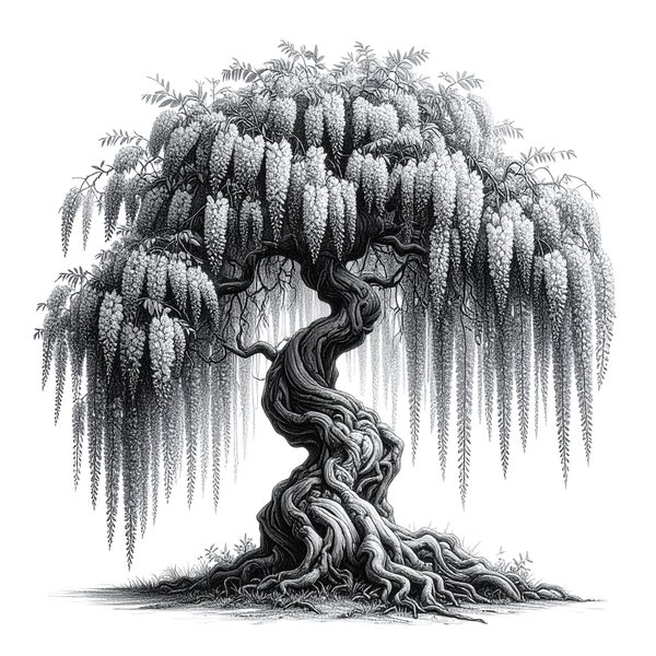 12 Blooming Wisteria Tree of Life Clipart PNG - Sketch Style (Digital Download - Commercial Use) — image 1