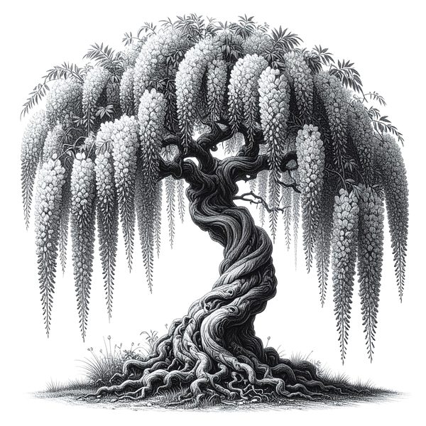 12 Blooming Wisteria Tree of Life Clipart PNG - Sketch Style (Digital Download - Commercial Use) — image 2