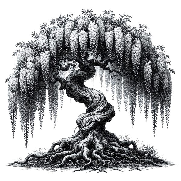 12 Blooming Wisteria Tree of Life Clipart PNG - Sketch Style (Digital Download - Commercial Use) — image 3