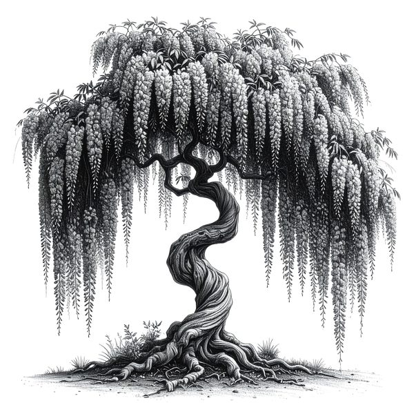 12 Blooming Wisteria Tree of Life Clipart PNG - Sketch Style (Digital Download - Commercial Use) — image 4