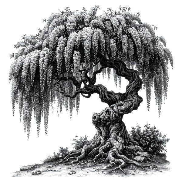 12 Blooming Wisteria Tree of Life Clipart PNG - Sketch Style (Digital Download - Commercial Use) — image 8